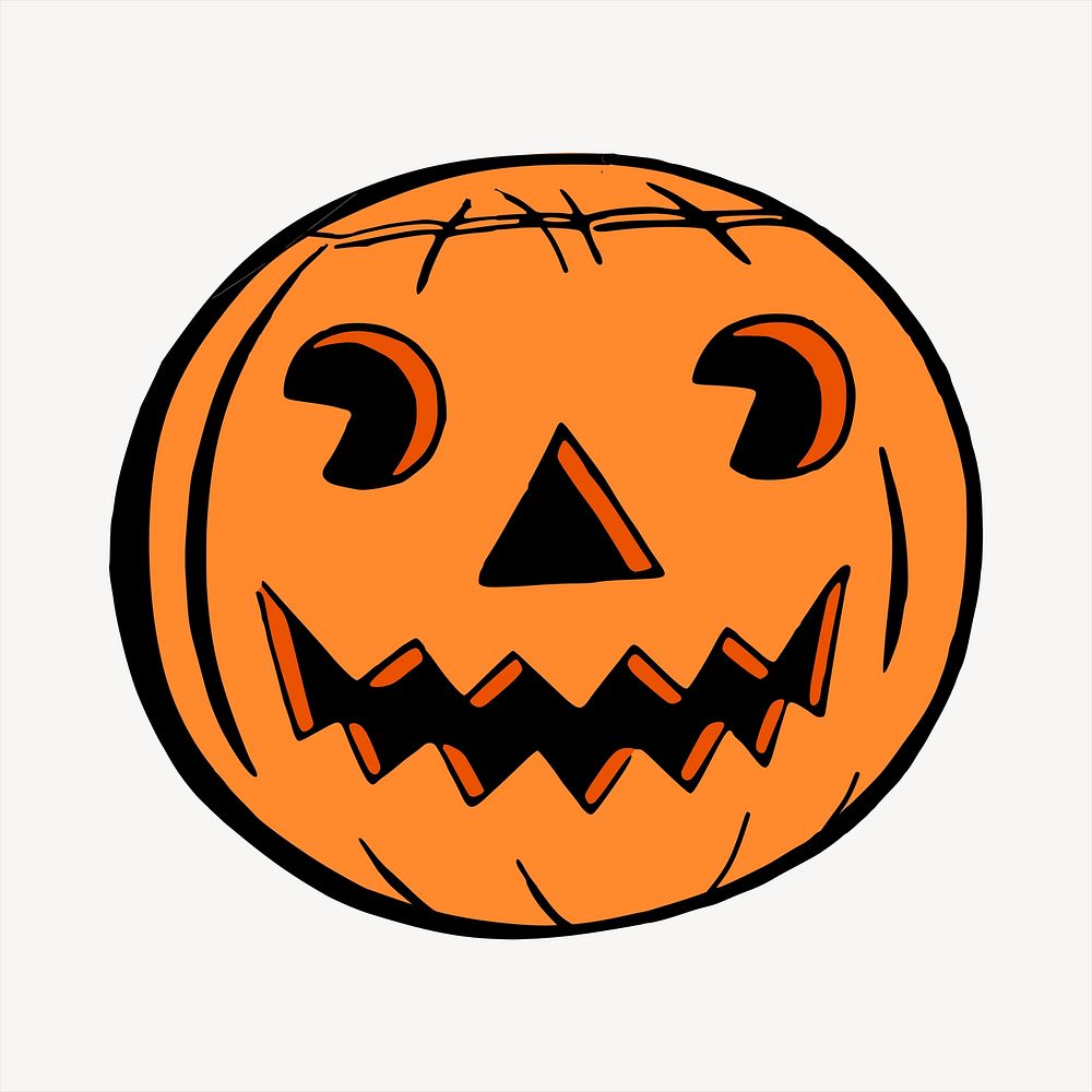 Jack o' lantern pumpkin clipart, cute illustration psd. Free public domain CC0 image.
