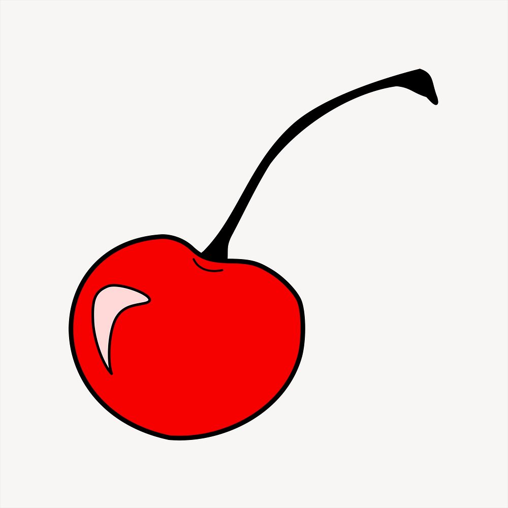 Cherry collage element, fruit illustration vector. Free public domain CC0 image.