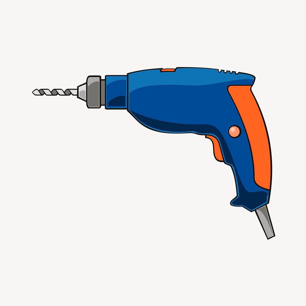 Drill tool collage element, workshop illustration vector. Free public domain CC0 image.