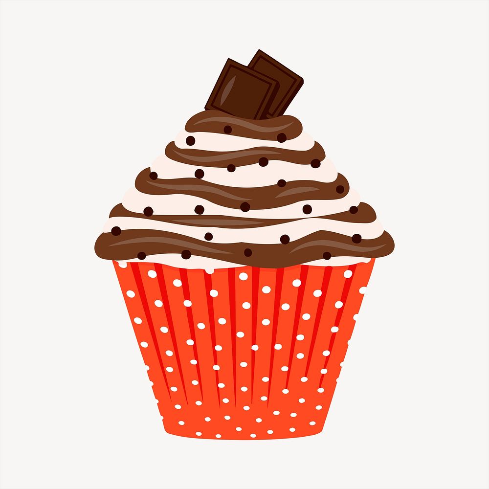 Chocolate cupcake collage element, cute illustration vector. Free public domain CC0 image.