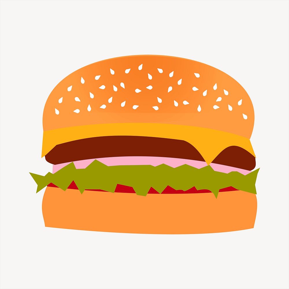 Hamburger  collage element, cute illustration vector. Free public domain CC0 image.