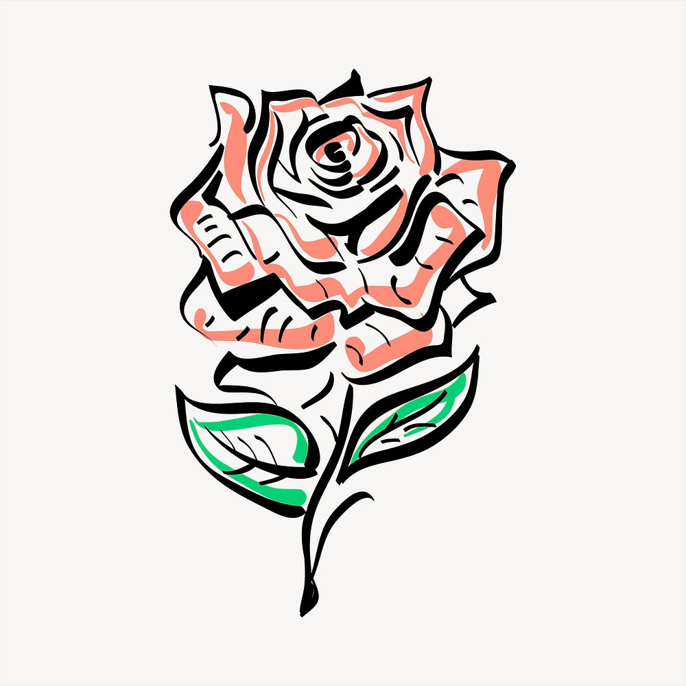 Rose collage element, cute illustration vector. Free public domain CC0 image.