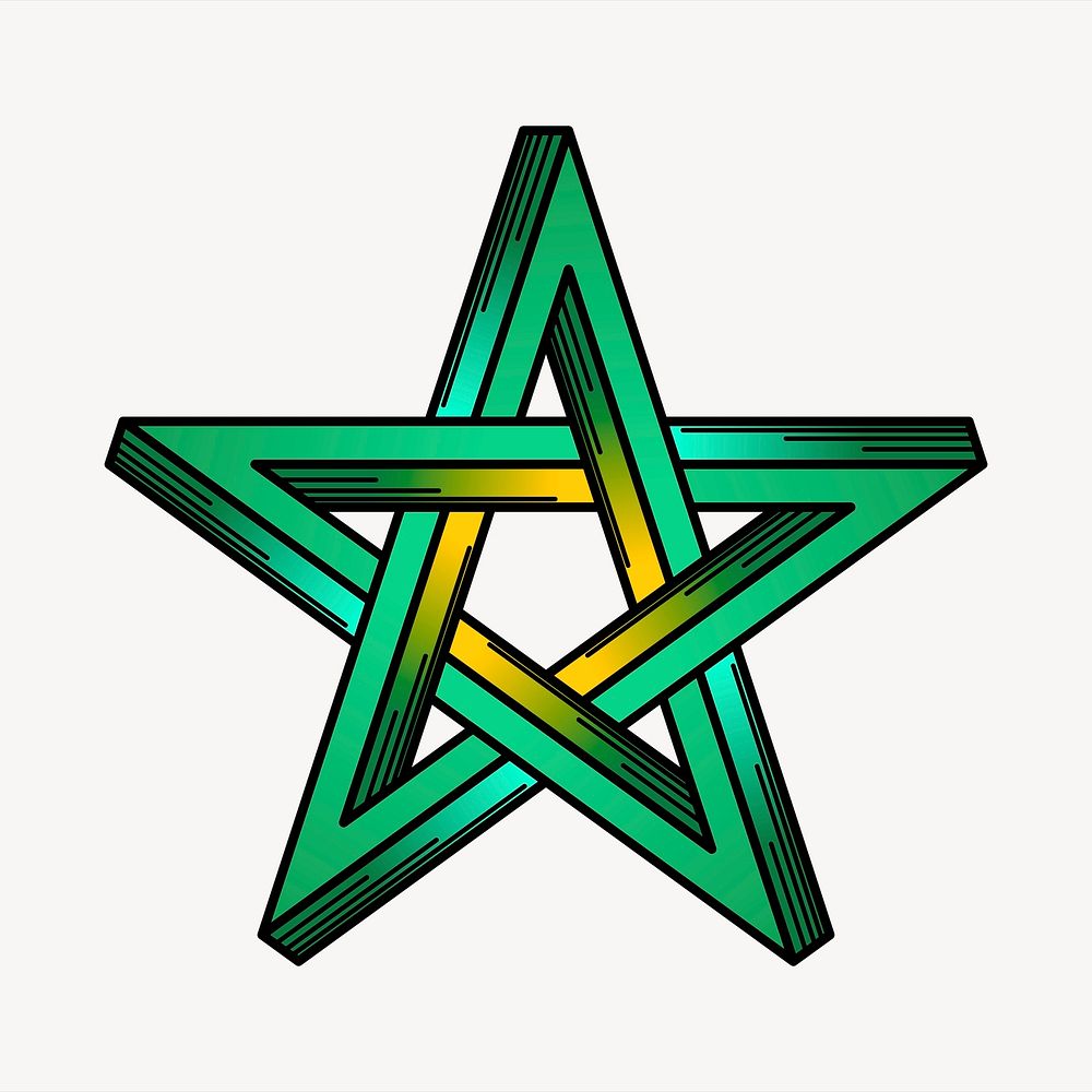 Green star collage element, cute illustration vector. Free public domain CC0 image.