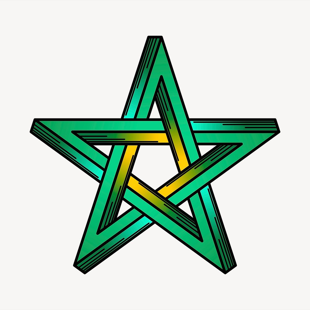 Green star clipart, cute illustration. Free public domain CC0 image.