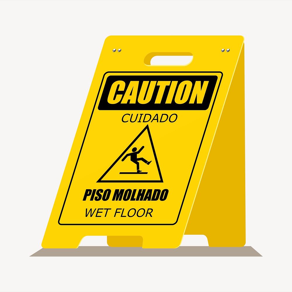 Caution sign collage element, warning  illustration vector. Free public domain CC0 image.