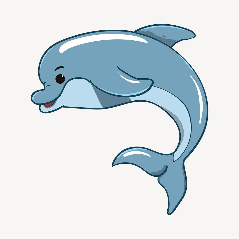 Dolphin  clipart, cute illustration psd. Free public domain CC0 image.