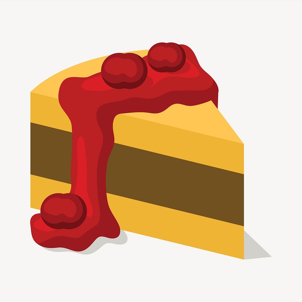 Strawberry cheesecake  clipart, cute illustration. Free public domain CC0 image.