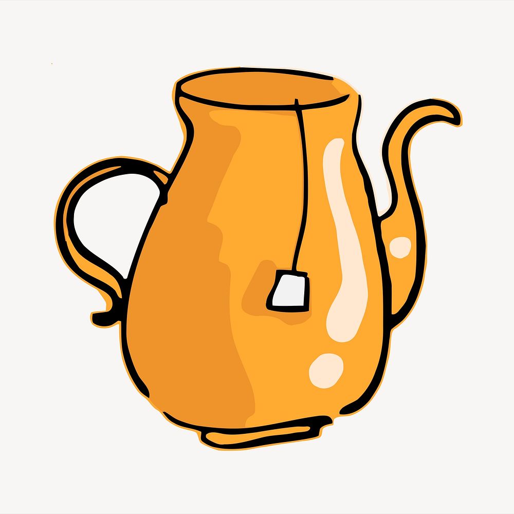 Teapot collage element, cute illustration vector. Free public domain CC0 image.