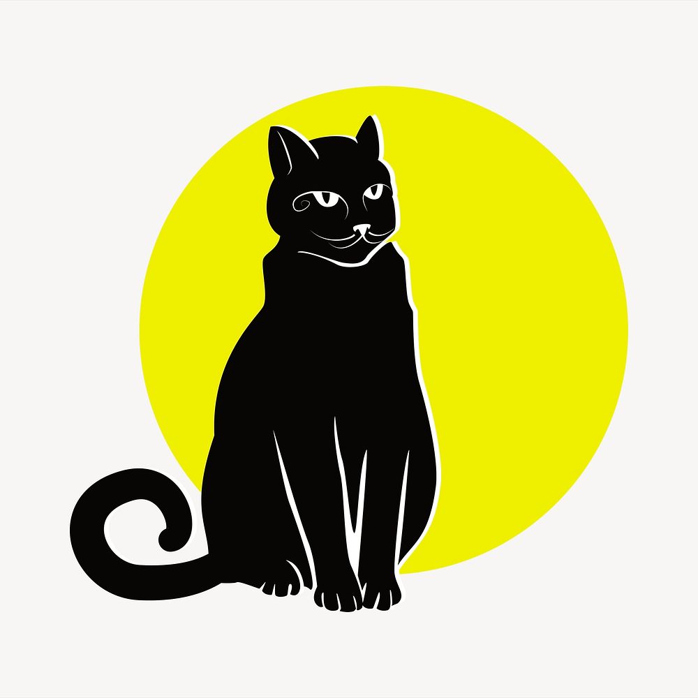 Black cat collage element, cute illustration vector. Free public domain CC0 image.