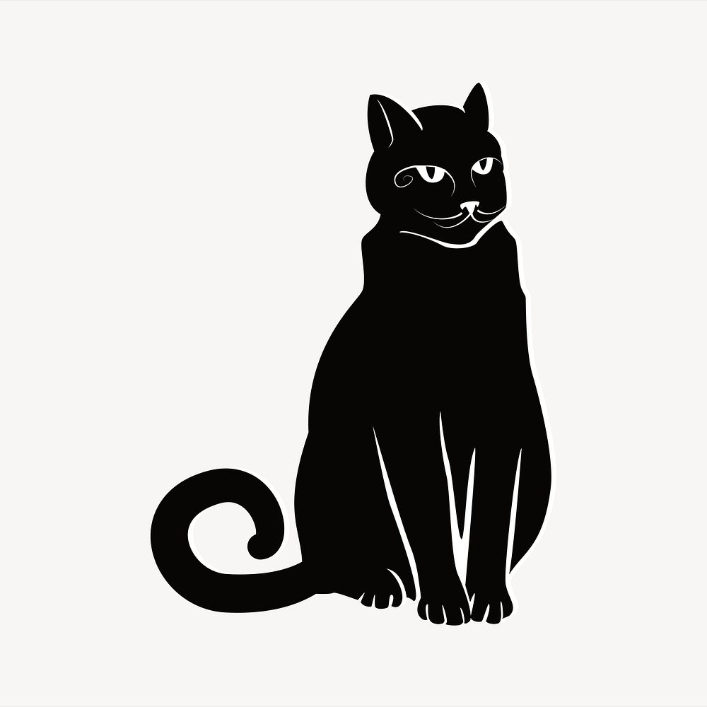 Black cat clipart, animal illustration psd. Free public domain CC0 image.