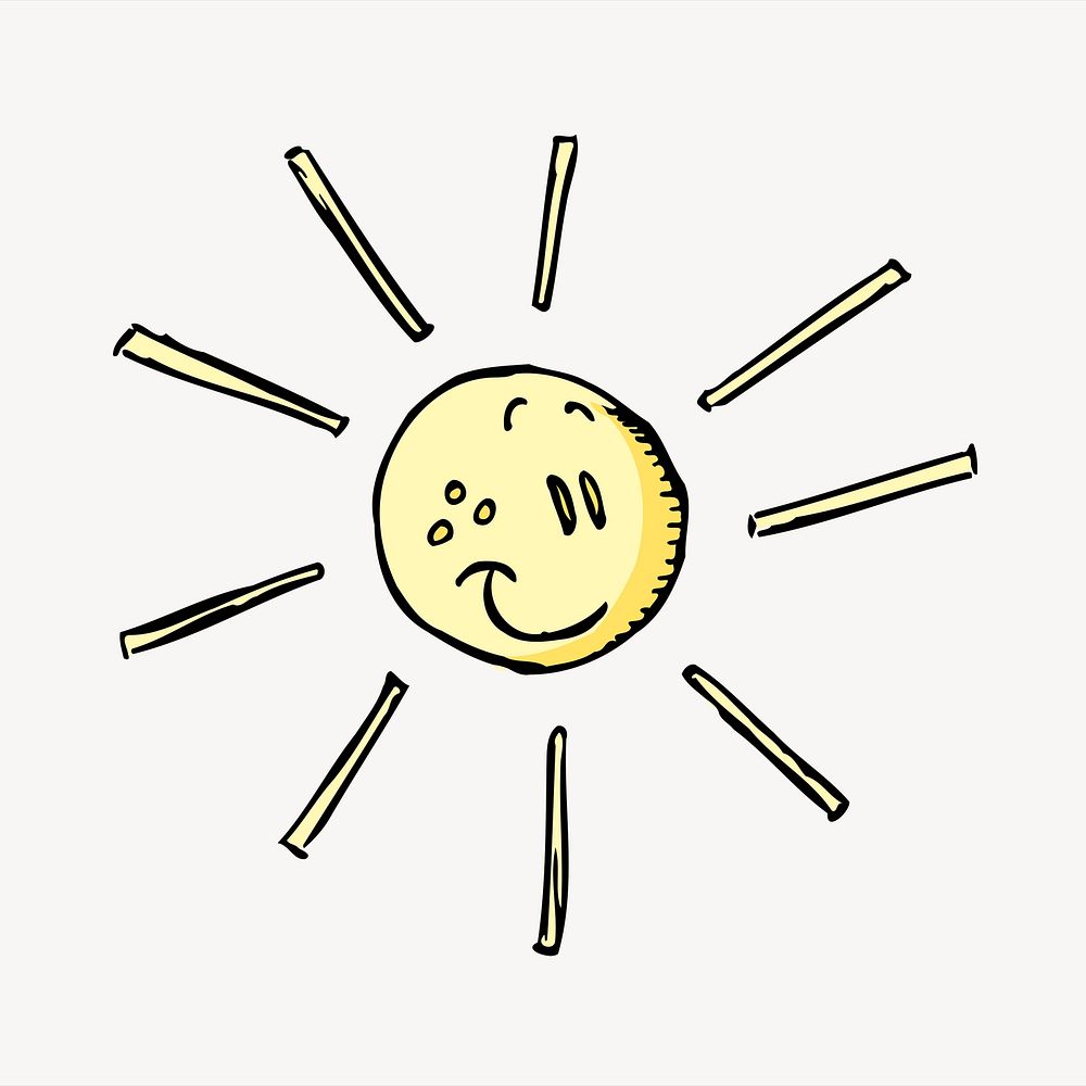 Sun cartoon  collage element, cute illustration vector. Free public domain CC0 image.