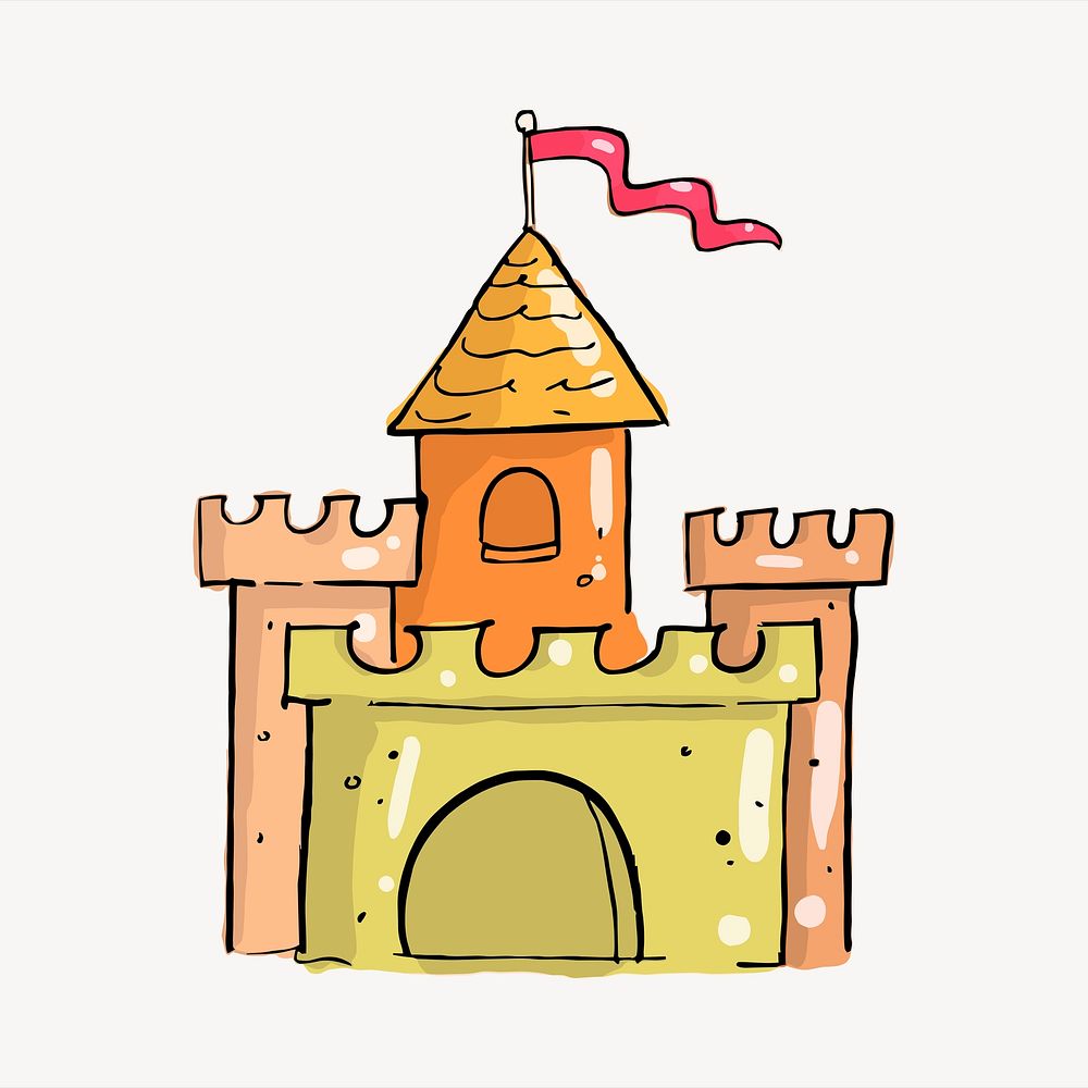Fairytale fortress clipart, cute illustration psd. Free public domain CC0 image.
