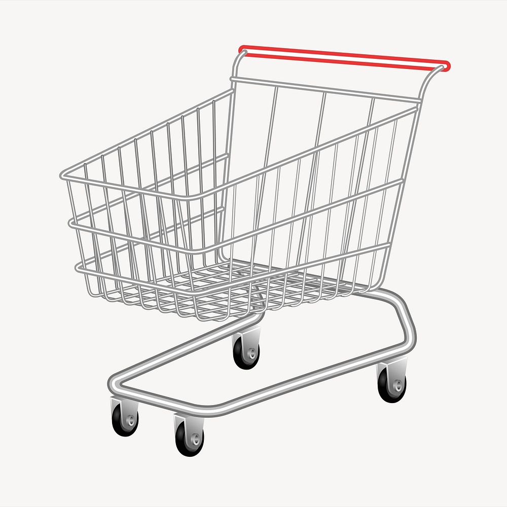 Shopping cart collage element, supermarket illustration vector. Free public domain CC0 image.