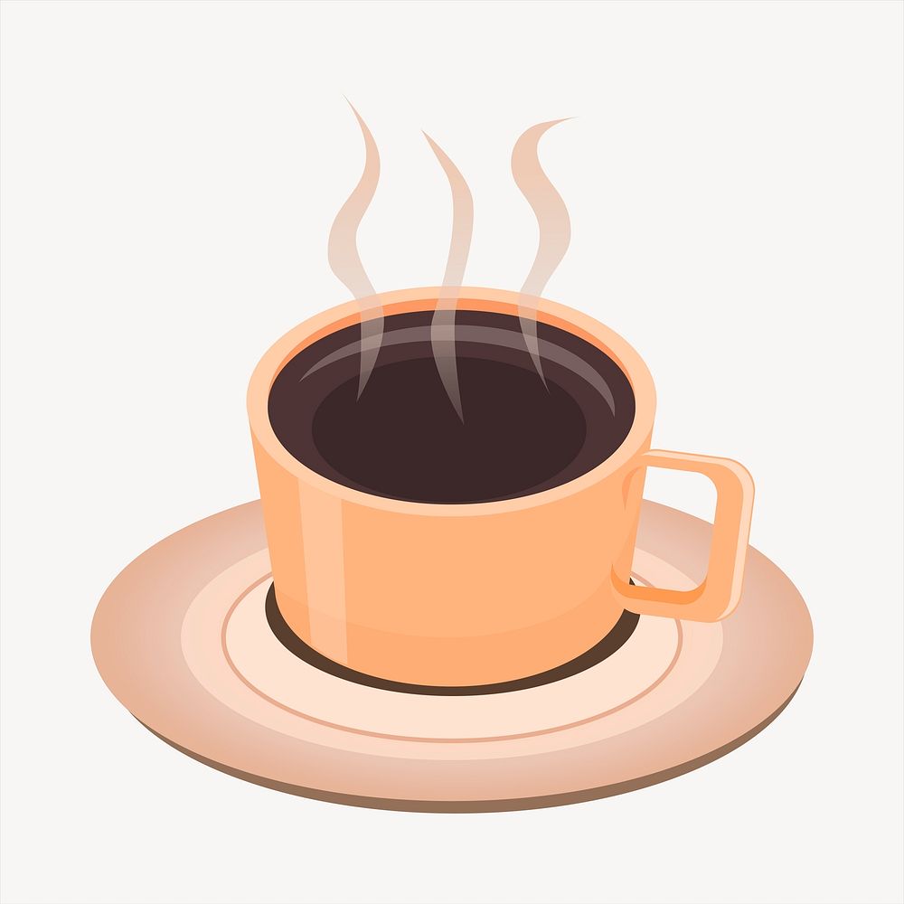 Hot coffee collage element, cute illustration vector. Free public domain CC0 image.