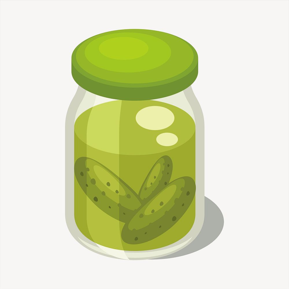 Pickle jar collage element, food illustration vector. Free public domain CC0 image.