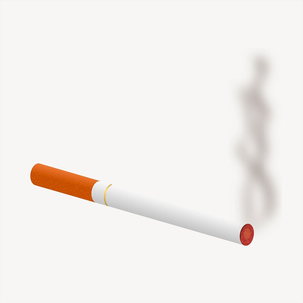 Cigarette collage element, smoking illustration vector. Free public domain CC0 image.