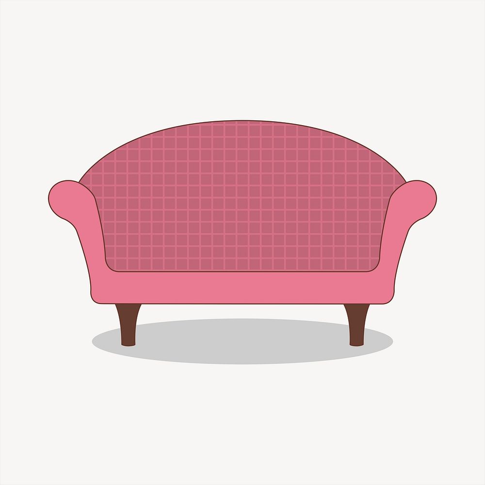 Pink couch  collage element, cute illustration vector. Free public domain CC0 image.