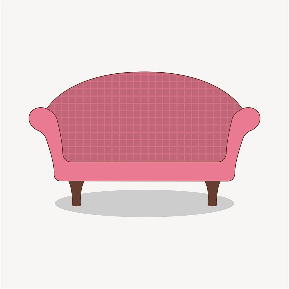 Pink couch  clipart, cute illustration psd. Free public domain CC0 image.
