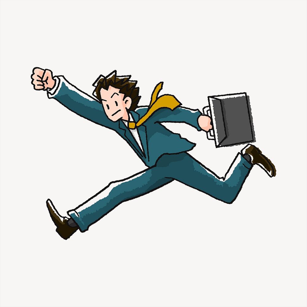 Man running late clipart, cute illustration. Free public domain CC0 image.