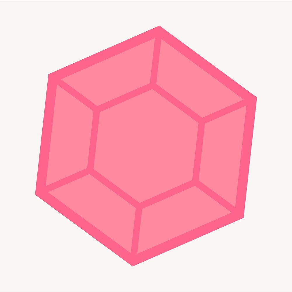 Pink jewel collage element, cute illustration vector. Free public domain CC0 image.