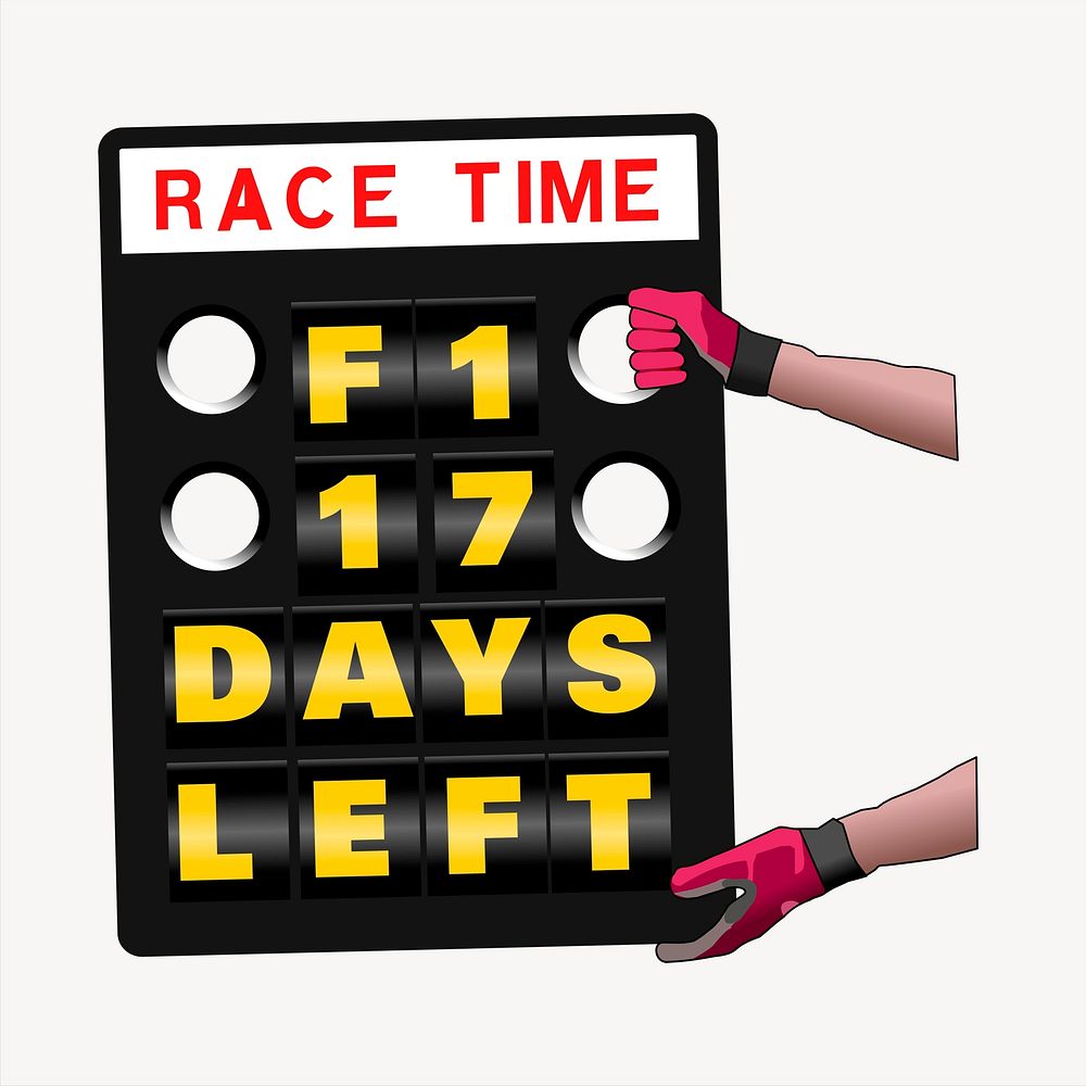 Racing time board collage element vector. Free public domain CC0 image.