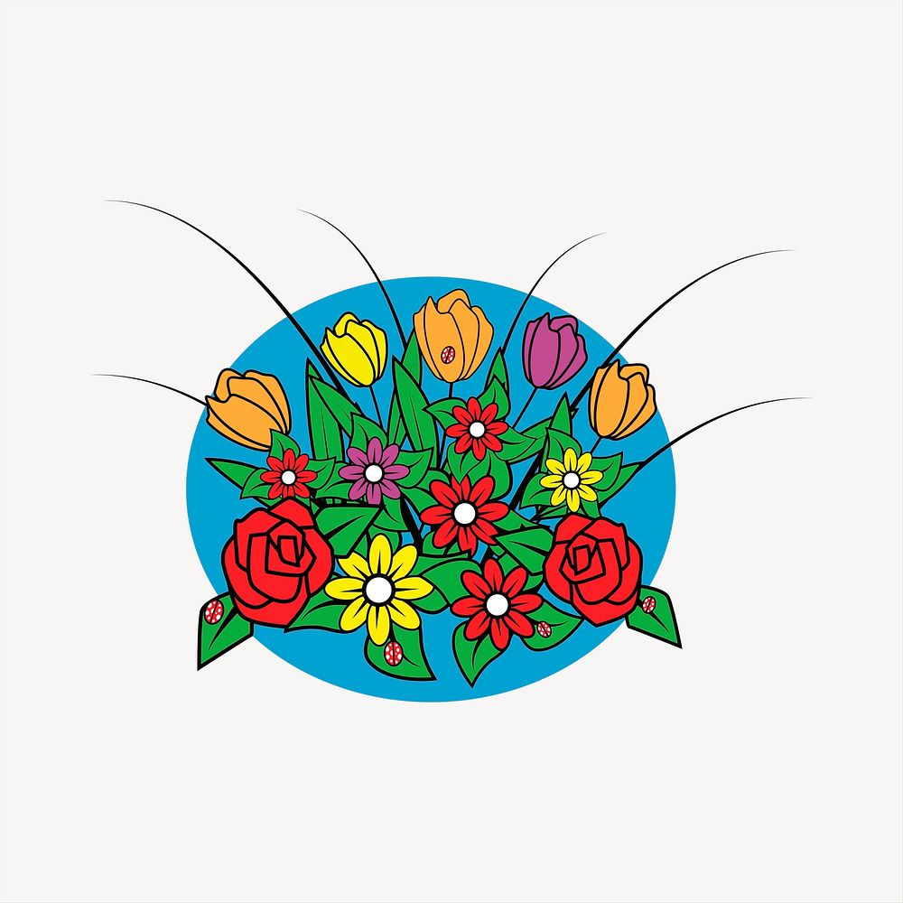Flowers collage element, cute illustration vector. Free public domain CC0 image.