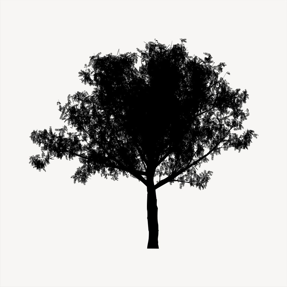 Tree silhouette collage element, nature illustration vector. Free public domain CC0 image.