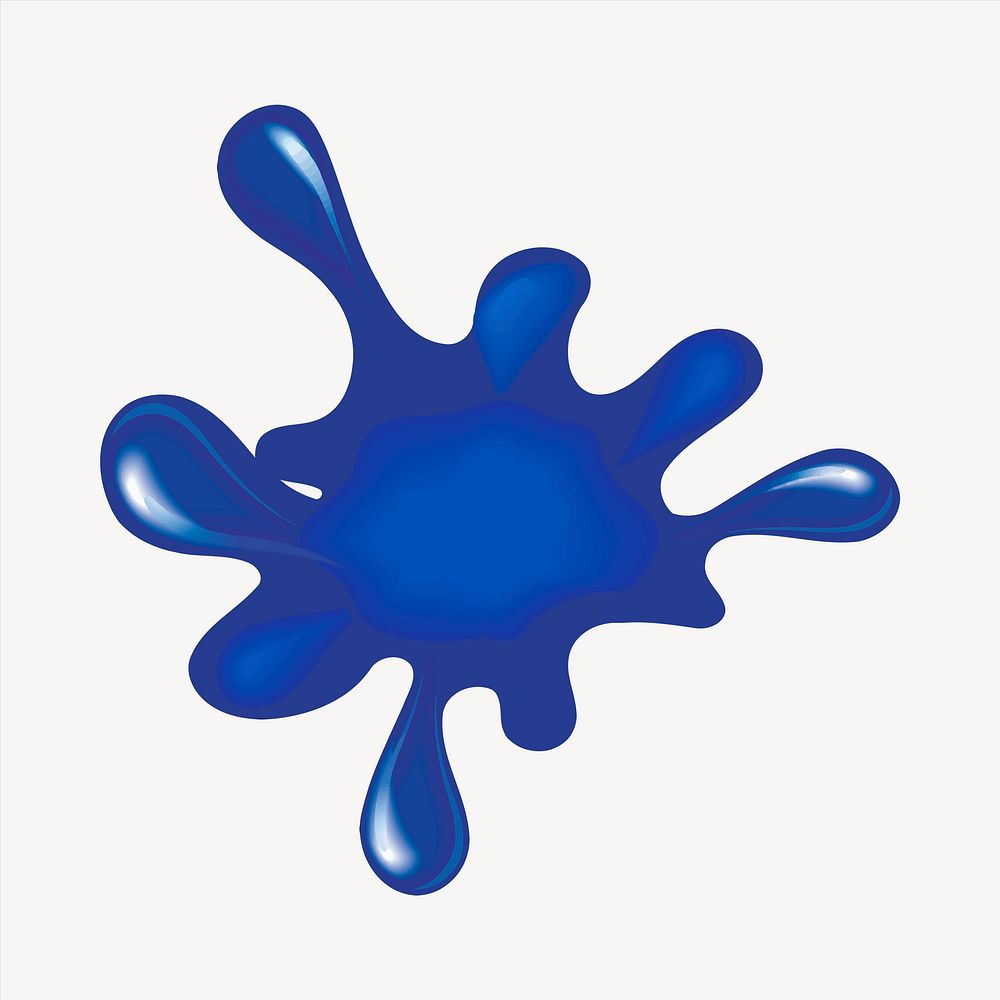 Blue ink splash collage element, cute illustration vector. Free public domain CC0 image.
