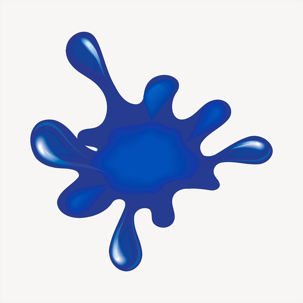 Blue ink splash clipart, cute illustration. Free public domain CC0 image.