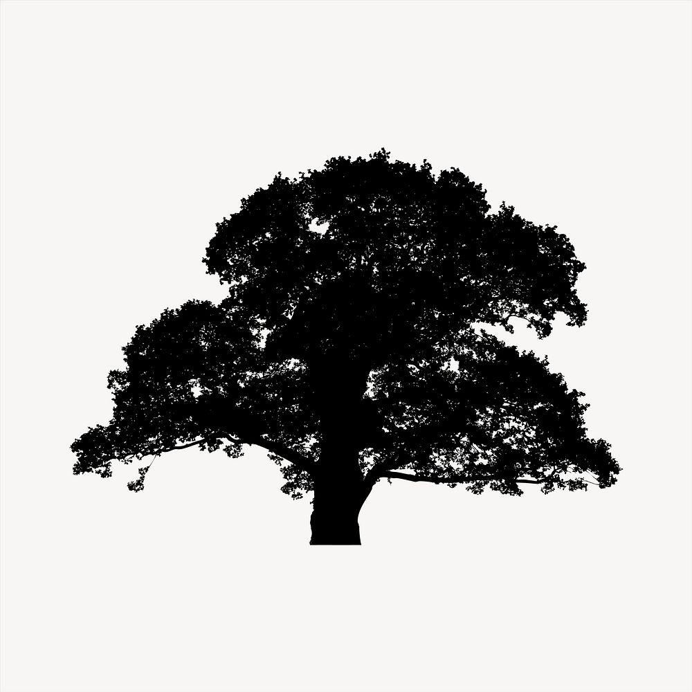 Tree silhouette clipart, nature illustration psd. Free public domain CC0 image.
