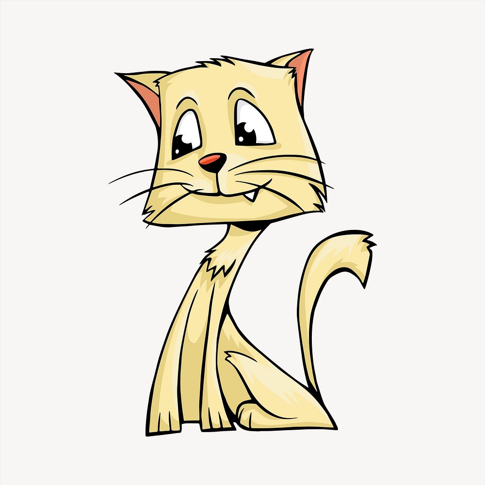 Cat cartoon clipart, cute illustration psd. Free public domain CC0 image.
