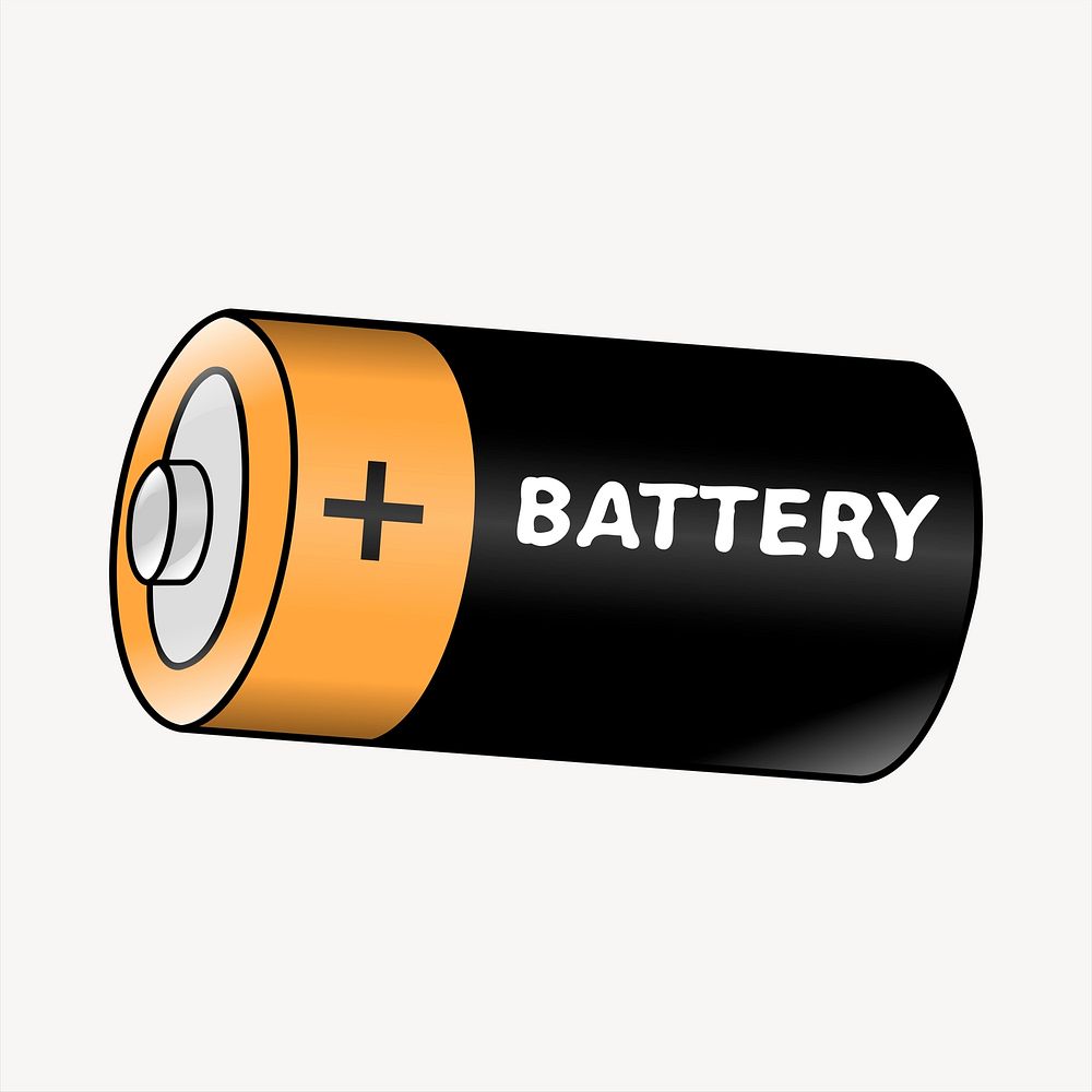 Battery collage element, power illustration vector. Free public domain CC0 image.