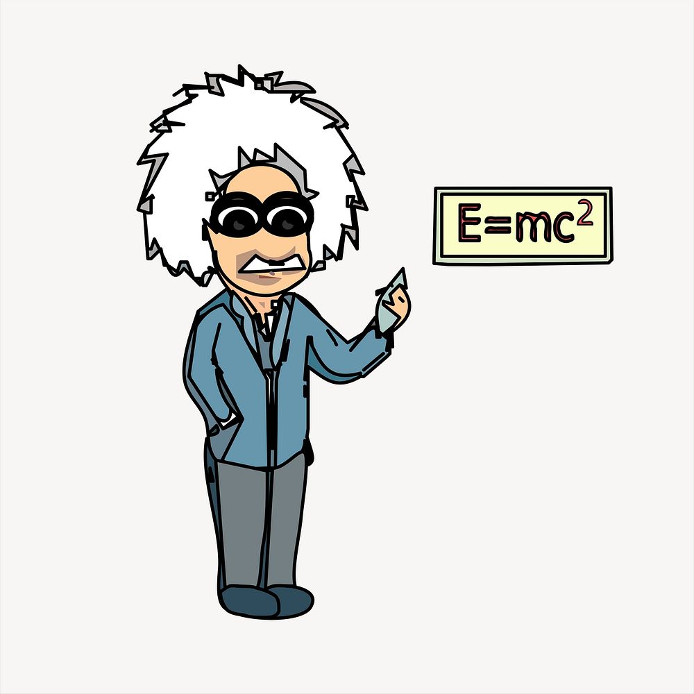 Einstein collage element, scientist illustration vector. Free public domain CC0 image.