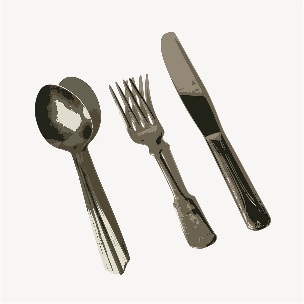 Cutlery collage element, cute illustration vector. Free public domain CC0 image.