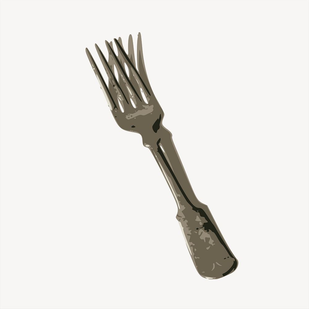 Fork collage element, cute illustration vector. Free public domain CC0 image.