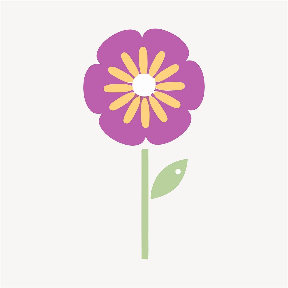Purple flower collage element, cute illustration vector. Free public domain CC0 image.