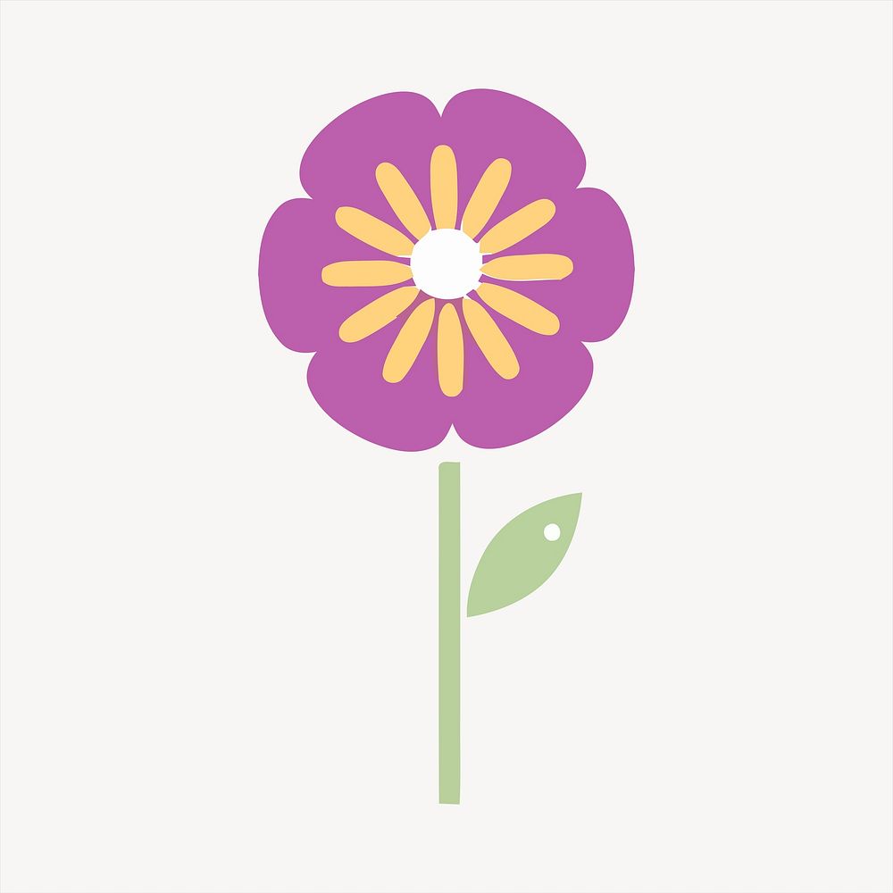 Purple flower clipart, cute illustration. Free public domain CC0 image.