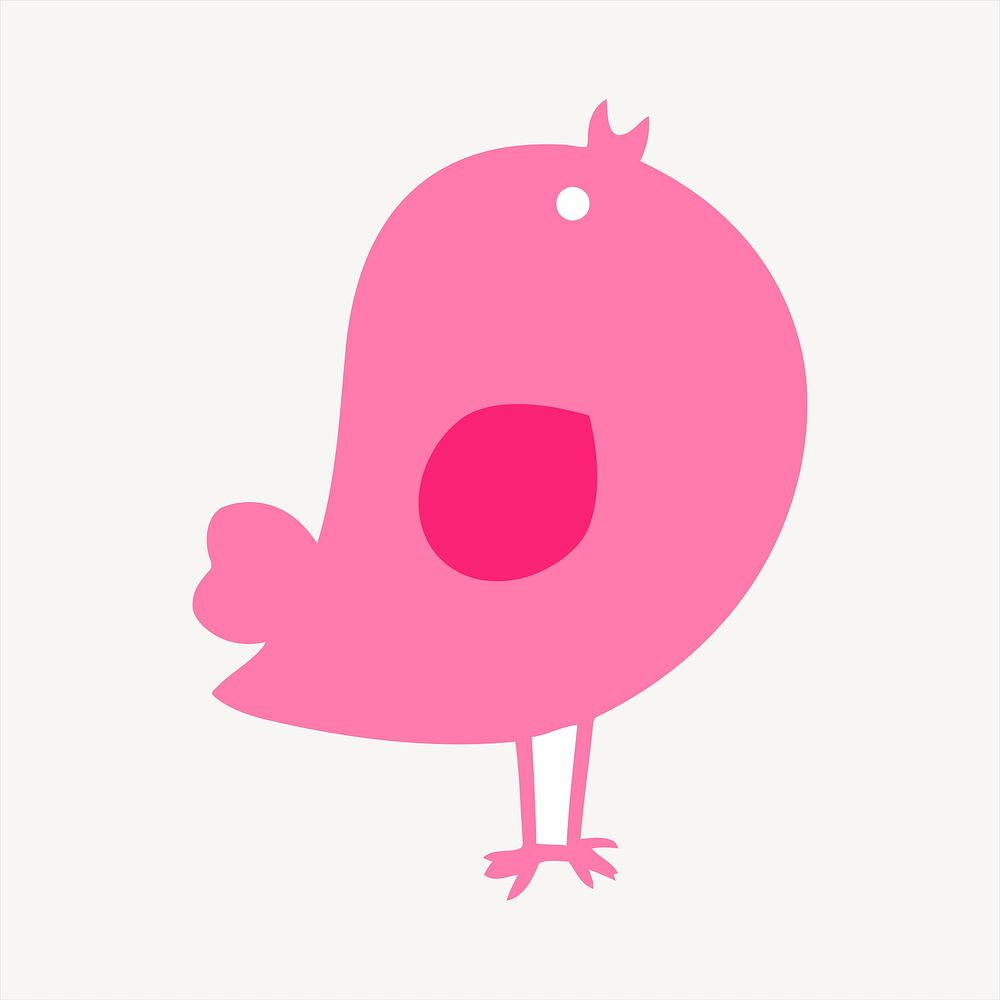Pink bird collage element, cute illustration vector. Free public domain CC0 image.