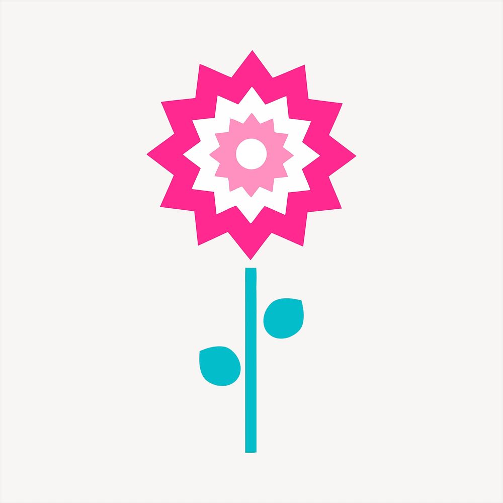 Abstract flower collage element, cute illustration vector. Free public domain CC0 image.