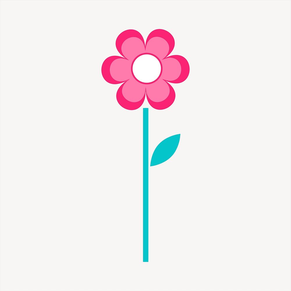 Pink flower clipart, cute illustration. Free public domain CC0 image.