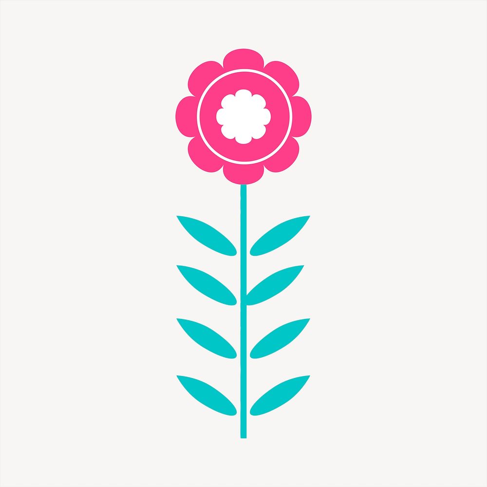 Pink flower collage element, cute illustration vector. Free public domain CC0 image.