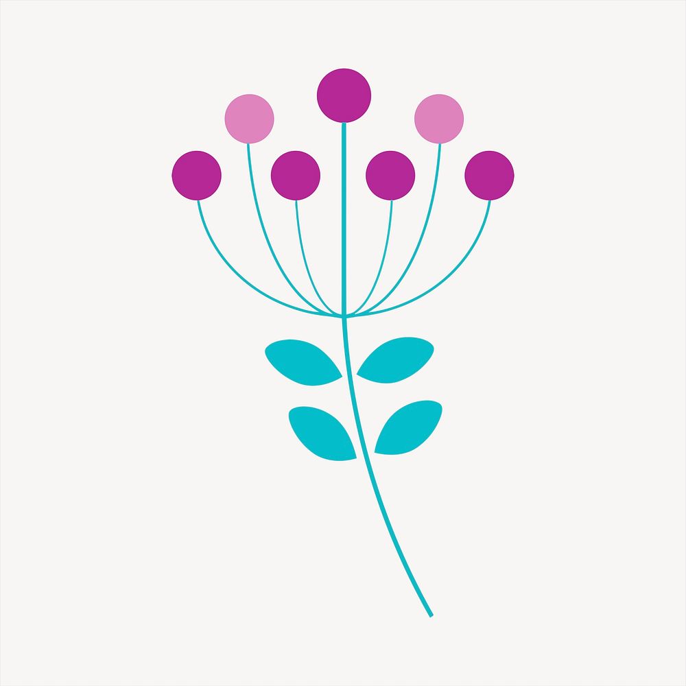 Abstract flower clipart, cute illustration. Free public domain CC0 image.