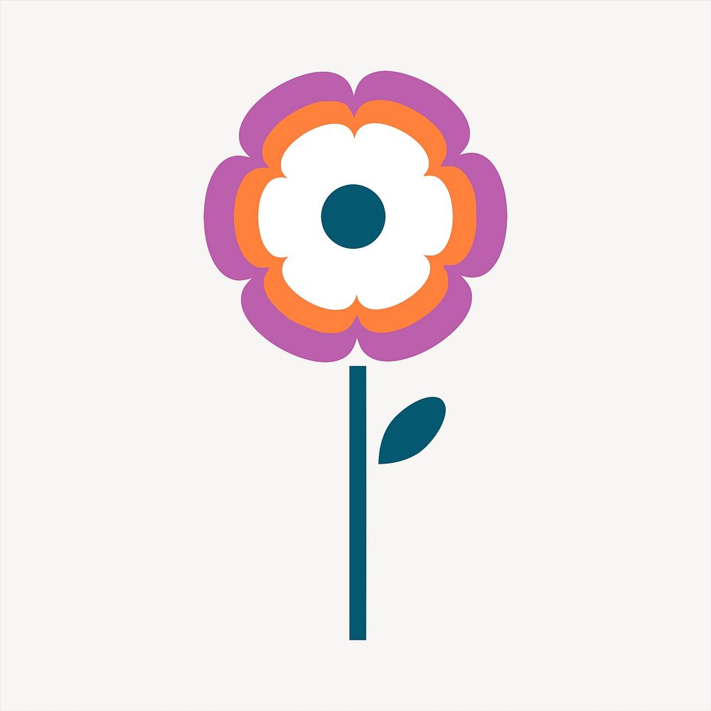 Abstract flower clipart, cute illustration. Free public domain CC0 image.