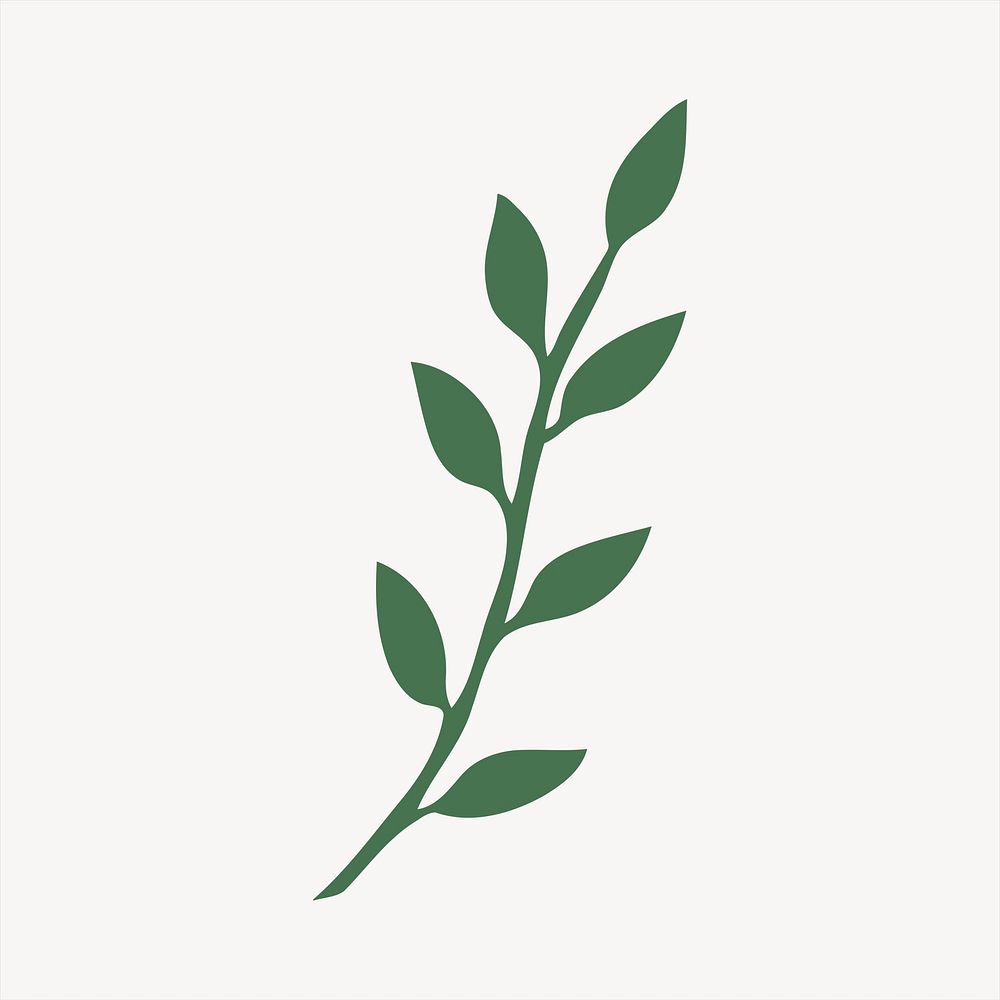 Green leaf collage element, cute illustration vector. Free public domain CC0 image.