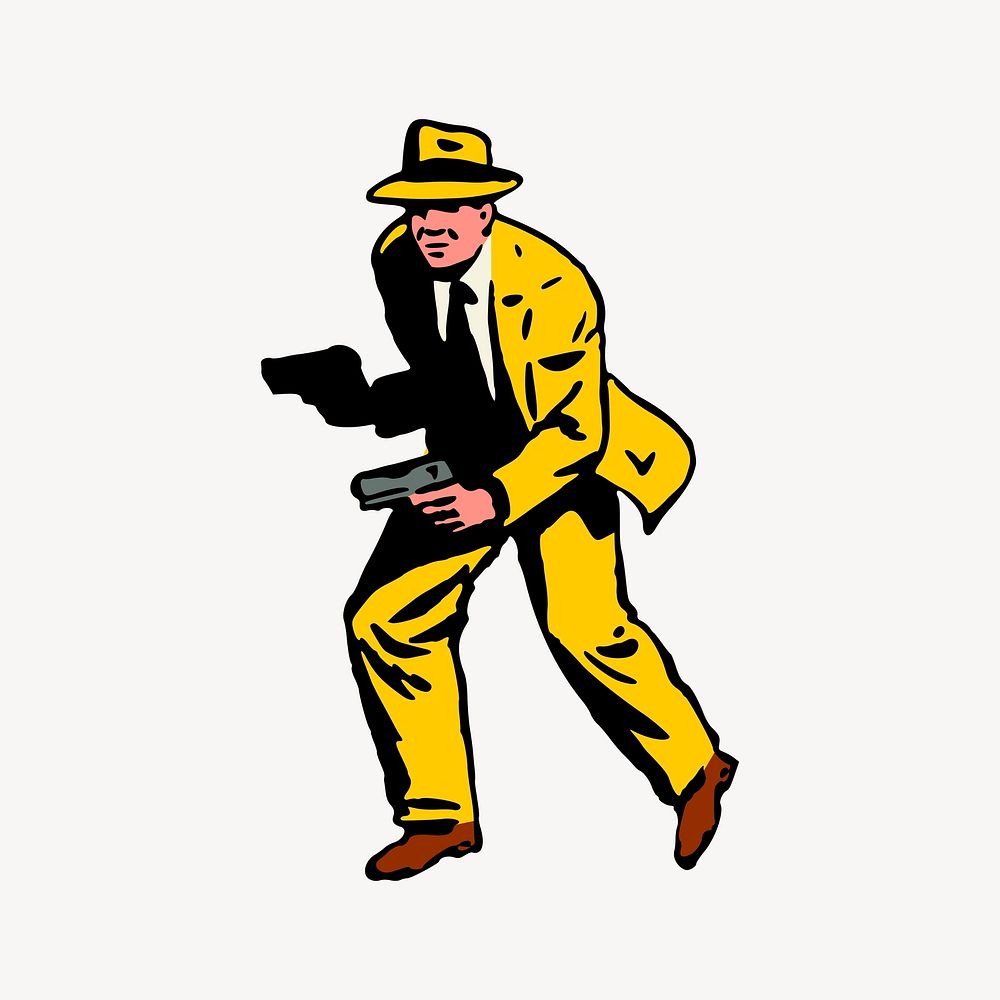 Comic gunman clip art. Free public domain CC0 image.