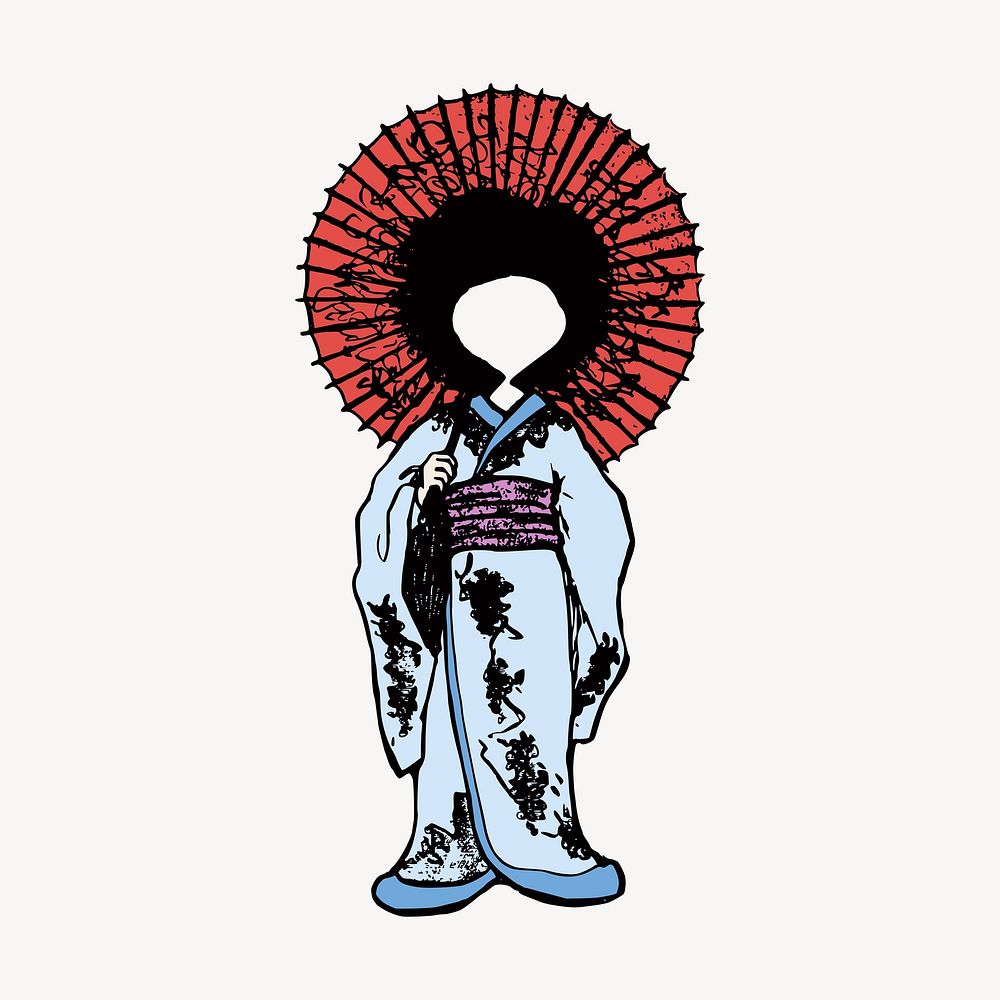 Japanese girl clip art. Free public domain CC0 image.