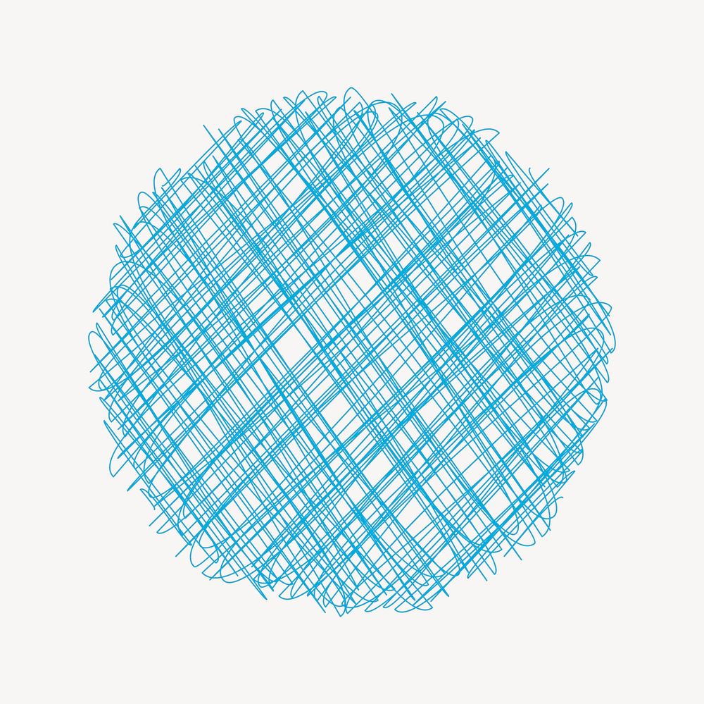 Blue scribble ball collage element, cute illustration vector. Free public domain CC0 image.