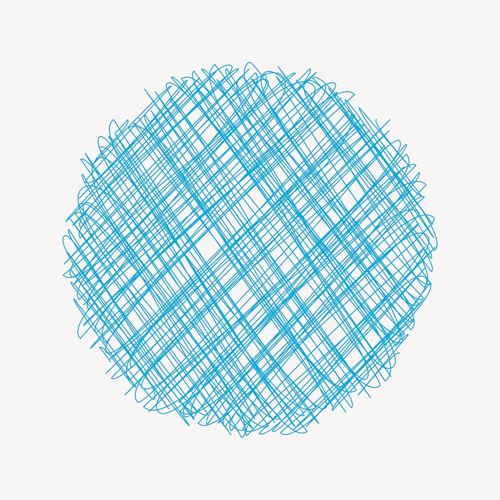 Blue scribble ball clip art. Free public domain CC0 image.
