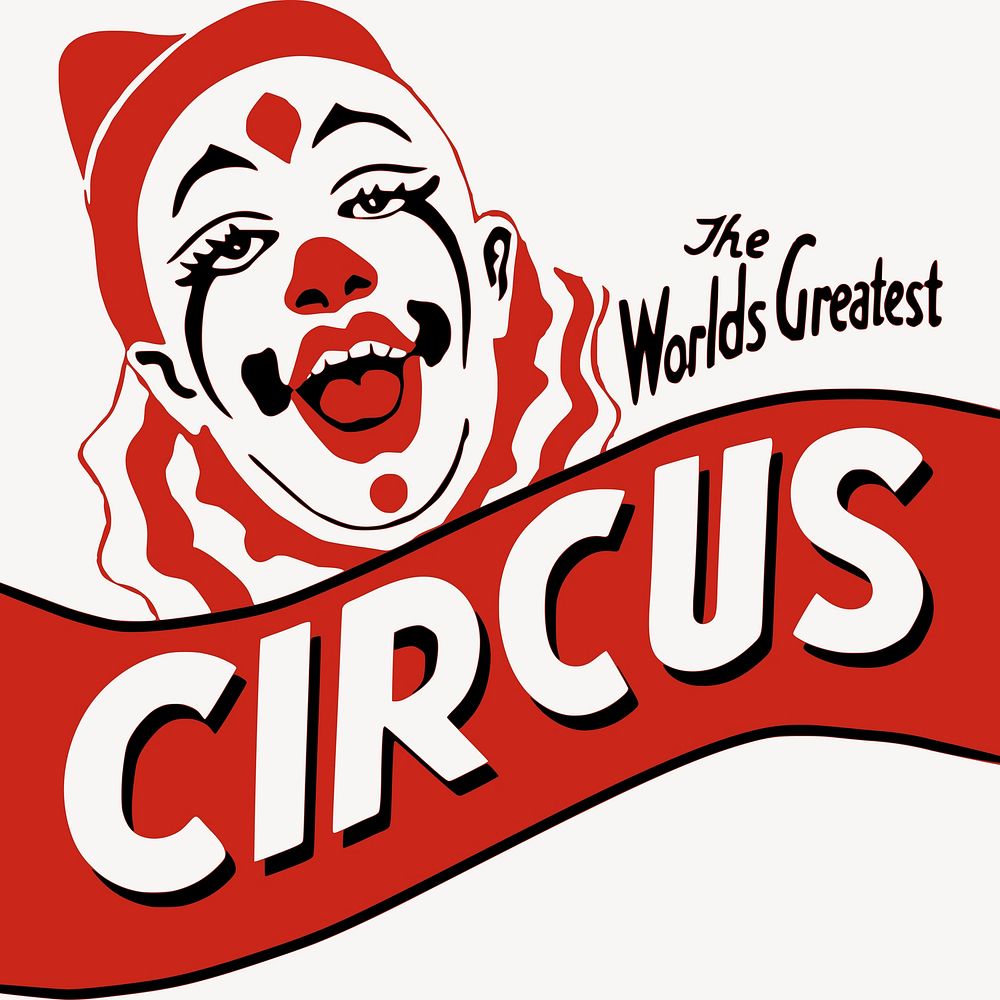 Clown circus clip art. Free public domain CC0 image.
