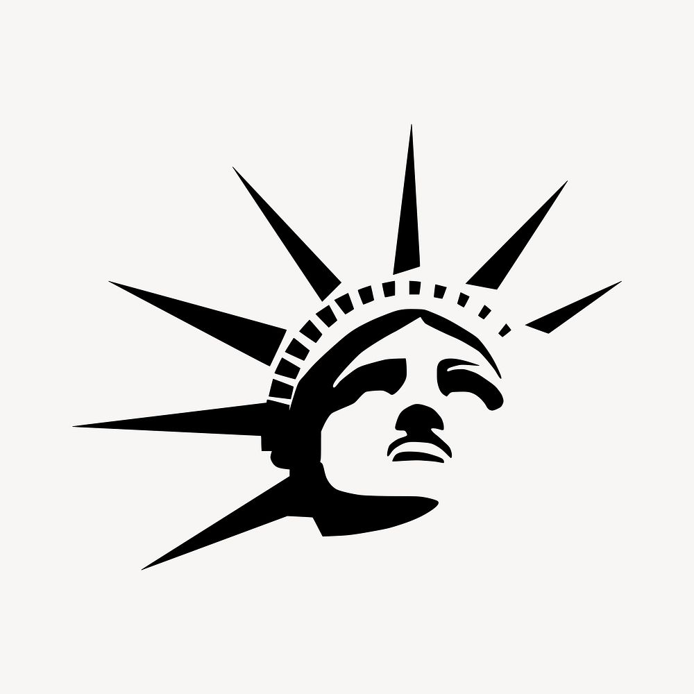 Statue of liberty  illustration, black and white drawing. Free public domain CC0 image.